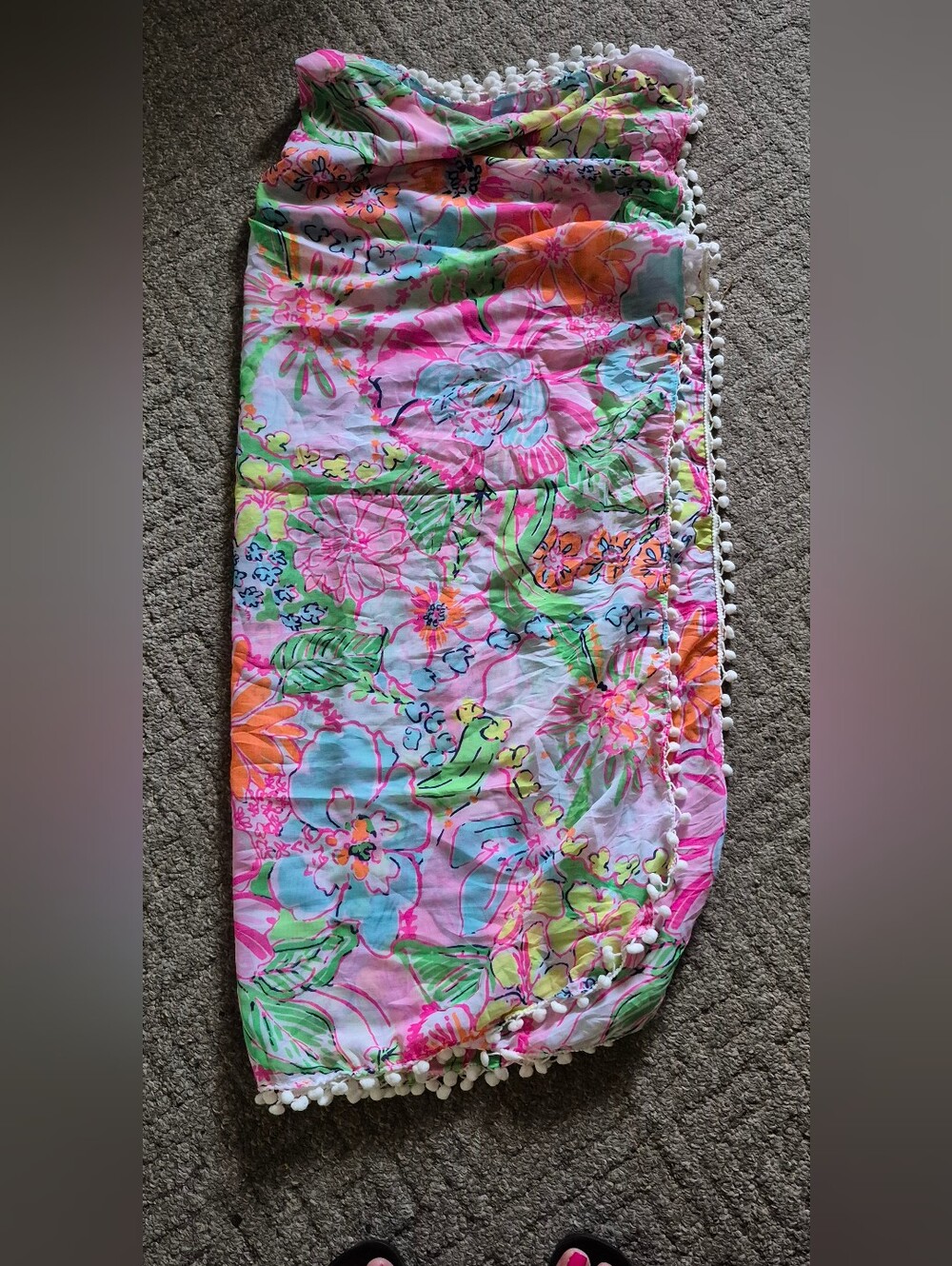 Lilly Pulitzer Floral Pom-Pom Beach Sarong in Pink Multi